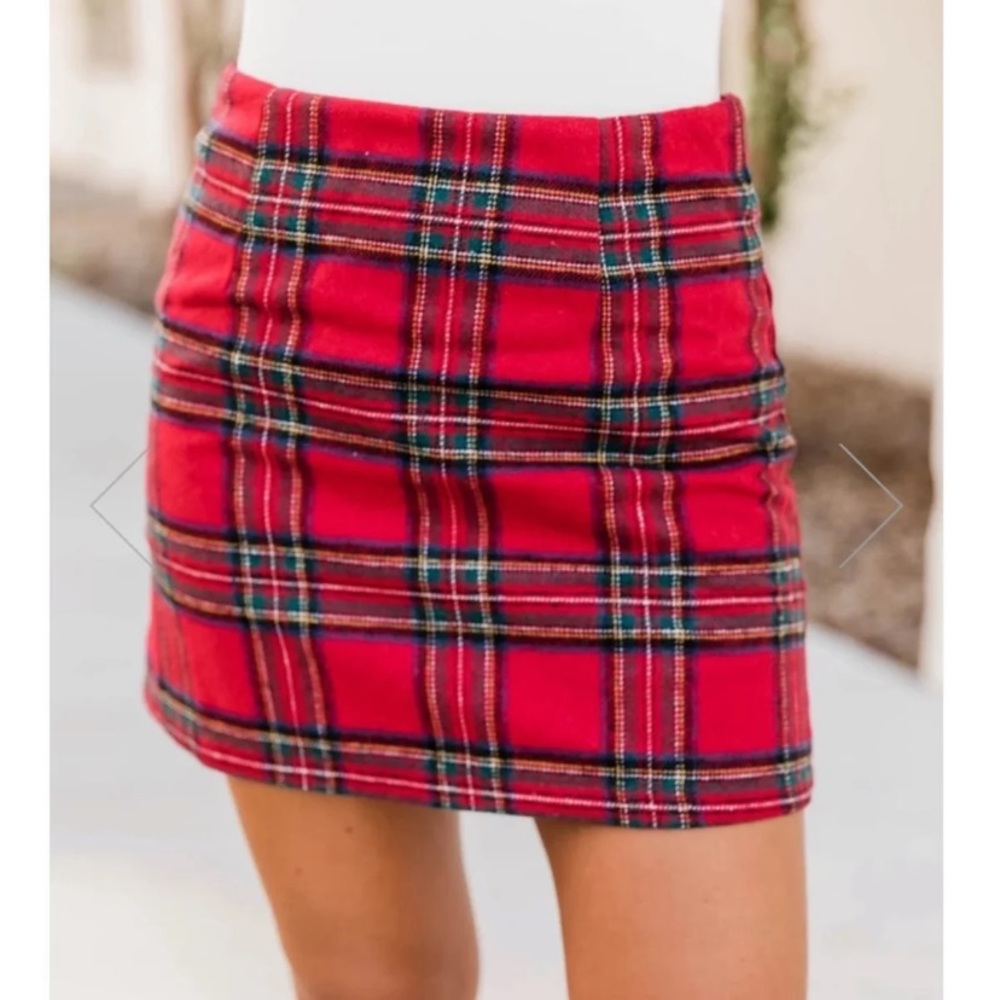 Pink Lily Red Plaid Skirt.  Size Medium.